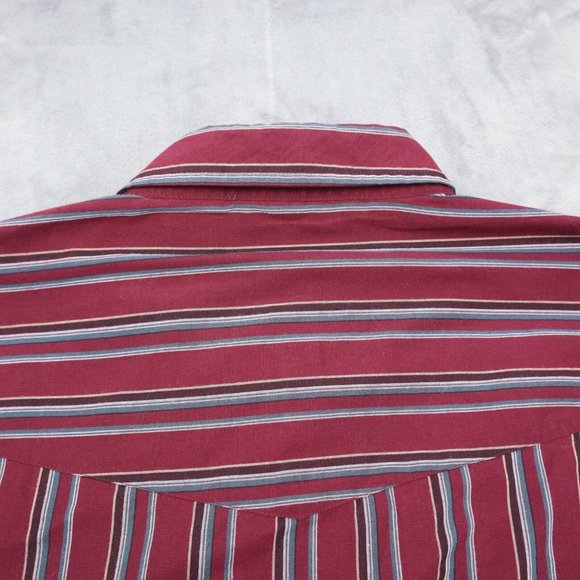 Ely Cattleman Shirt Mens 3XL Burgundy Striped Big Man Long Sleeve Western Pearl - Picture 12 of 16